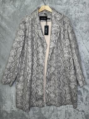 Mark Alan Jacket Womens 1XL Gray Snake Print Open Front Pockets Stretch Scuba